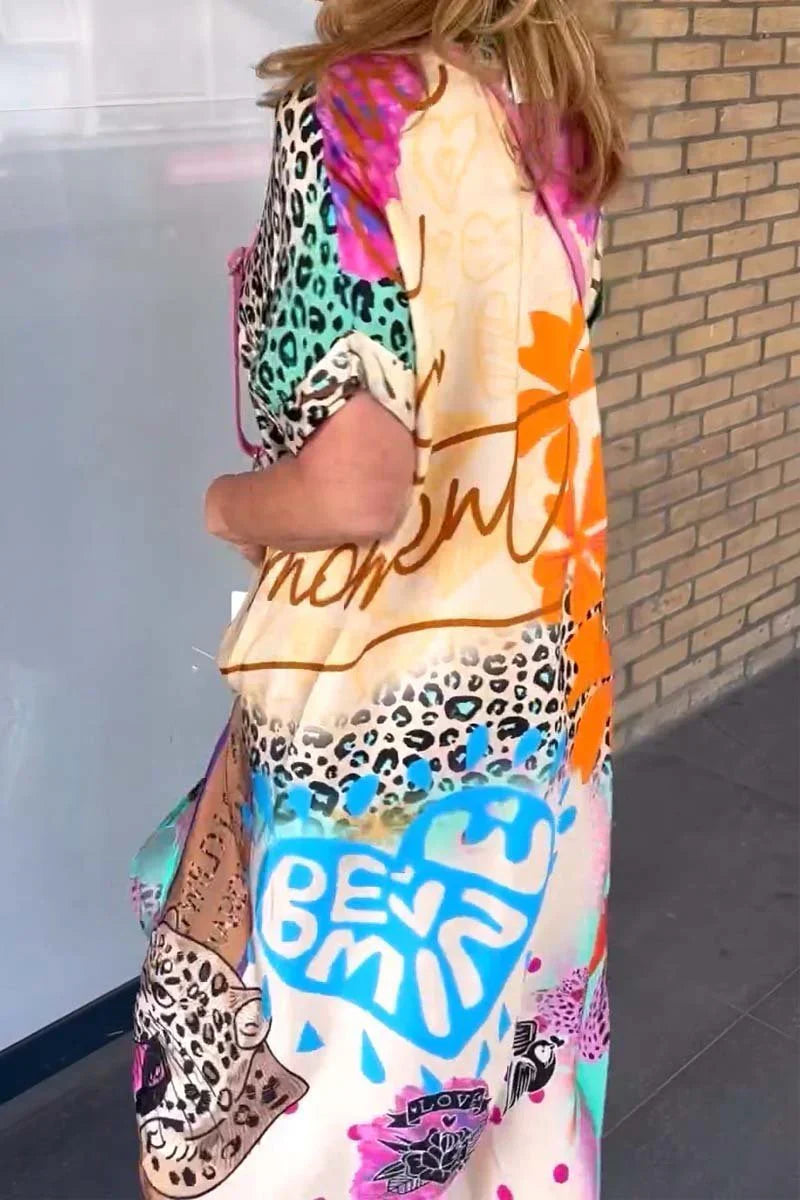 TropenVibes | Sommerliches Kleid mit Leo-Print & Tropenmuster