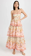 BlumenLux | Romantisches Spitzen-Maxikleid mit Volants
