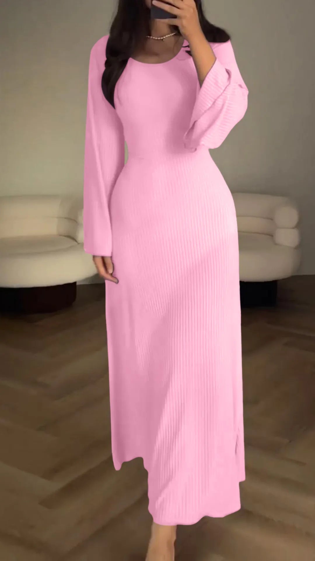 GlamStil | Damen Langarm Maxikleid Figurbetont und Stilvoll