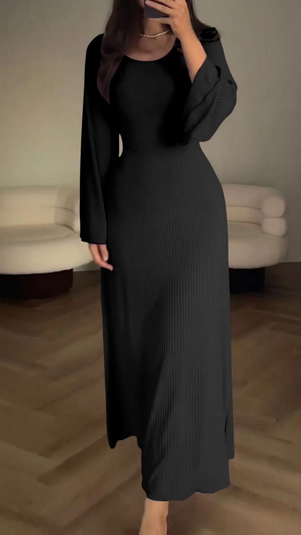 GlamStil | Damen Langarm Maxikleid Figurbetont und Stilvoll