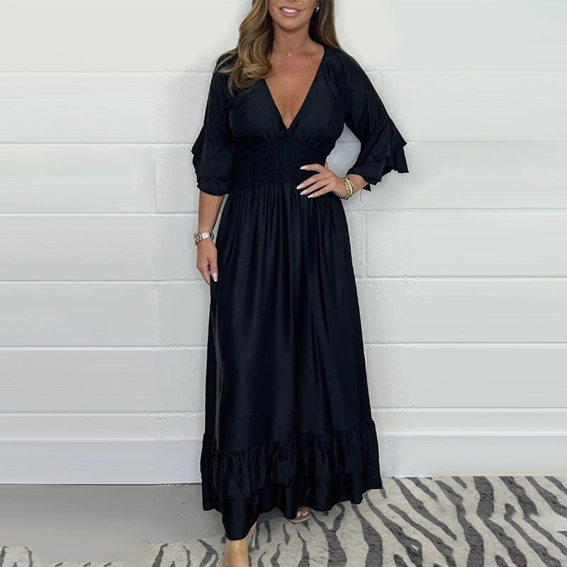 LuxeRuffle | Satin Maxikleid